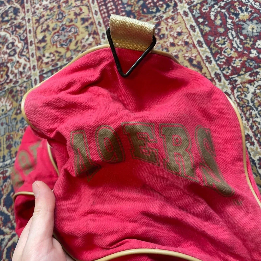VTG 70s 80s San Francisco 49ers NFL Team Gear Duffel Bag Red Gold‎ Light Strap